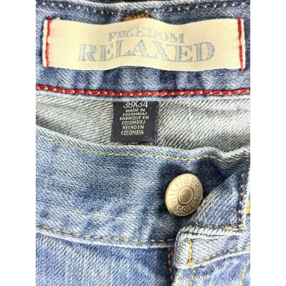 Tommy Hilfiger Freedom Relaxed Fit Jeans Mens 38 Blue Denim Straight Leg 32.5